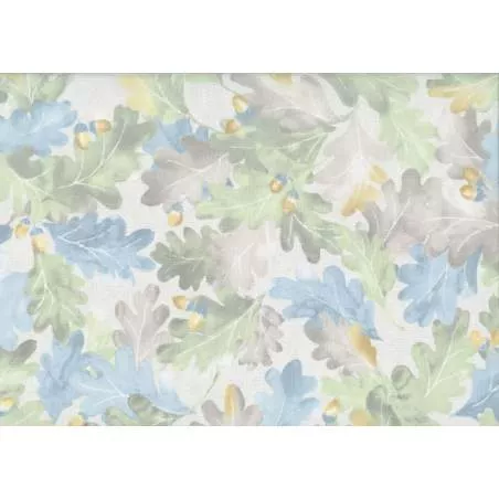 Lecien Centenary 25th by Yoko Saito, tessuto grigio con foglie e ghiande Lecien Corporation - 1