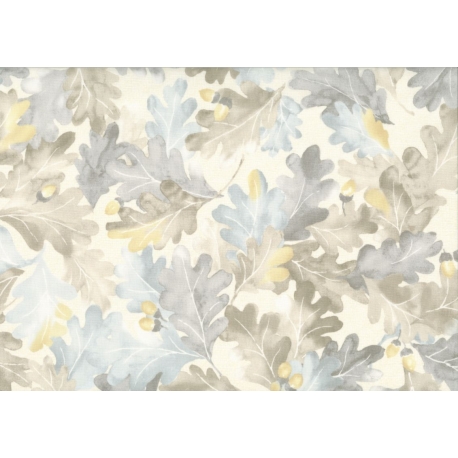 Lecien Centenary 25th by Yoko Saito, tessuto beige con foglie e ghiande Lecien Corporation - 1