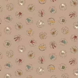 Henry Glass, On The 12th Day by Anni Downs - Tessuto Tortora con 12th Day Circles - 110cm Henry Glass - 1