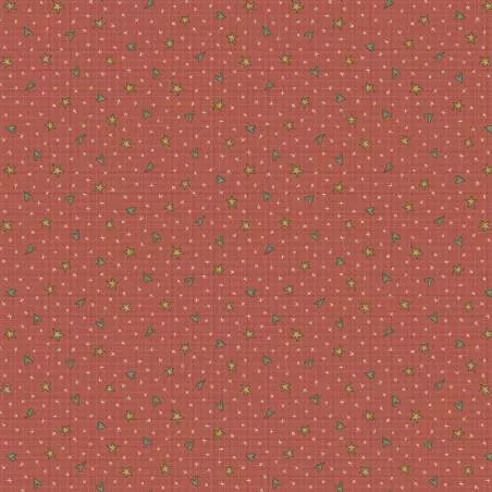 Henry Glass, On The 12th Day by Anni Downs - Tessuto Rosso con Cuori e Stelle - 110cm Henry Glass - 1