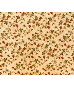 Moda Fabrics, Tessuto fondo beige con fiori verdi e rossi Moda Fabrics - 1