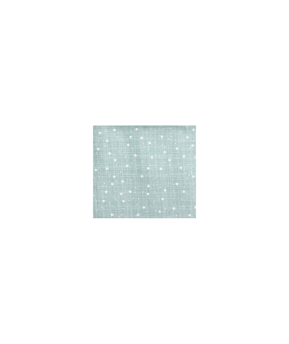 Moda Fabrics, Return to Winter's Lane, Tessuto fondo verde acqua con fiocchi di neve bianchi Moda Fabrics - 1