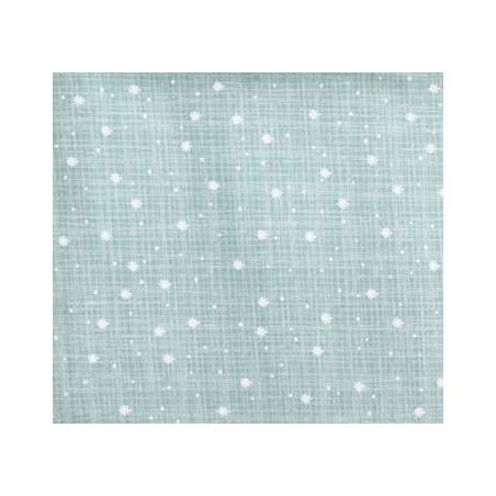 Moda Fabrics, Return to Winter's Lane, Tessuto fondo verde acqua con fiocchi di neve bianchi Moda Fabrics - 1