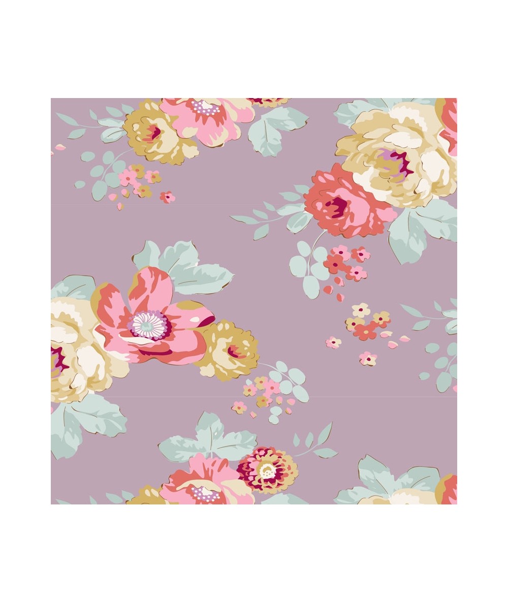Tilda Maple Farm Pauline Mauve, Tessuto Viola Malva con Fiori Tilda Fabrics - 1