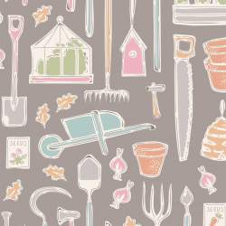 Tilda Tiny Farm Tools Grey, Tessuto Grigio Attrezzi della Fattoria Tilda Fabrics - 1