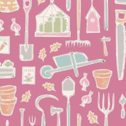 Tilda Tiny Farm Tools Pink, Tessuto Rosa Attrezzi della Fattoria Tilda Fabrics - 1