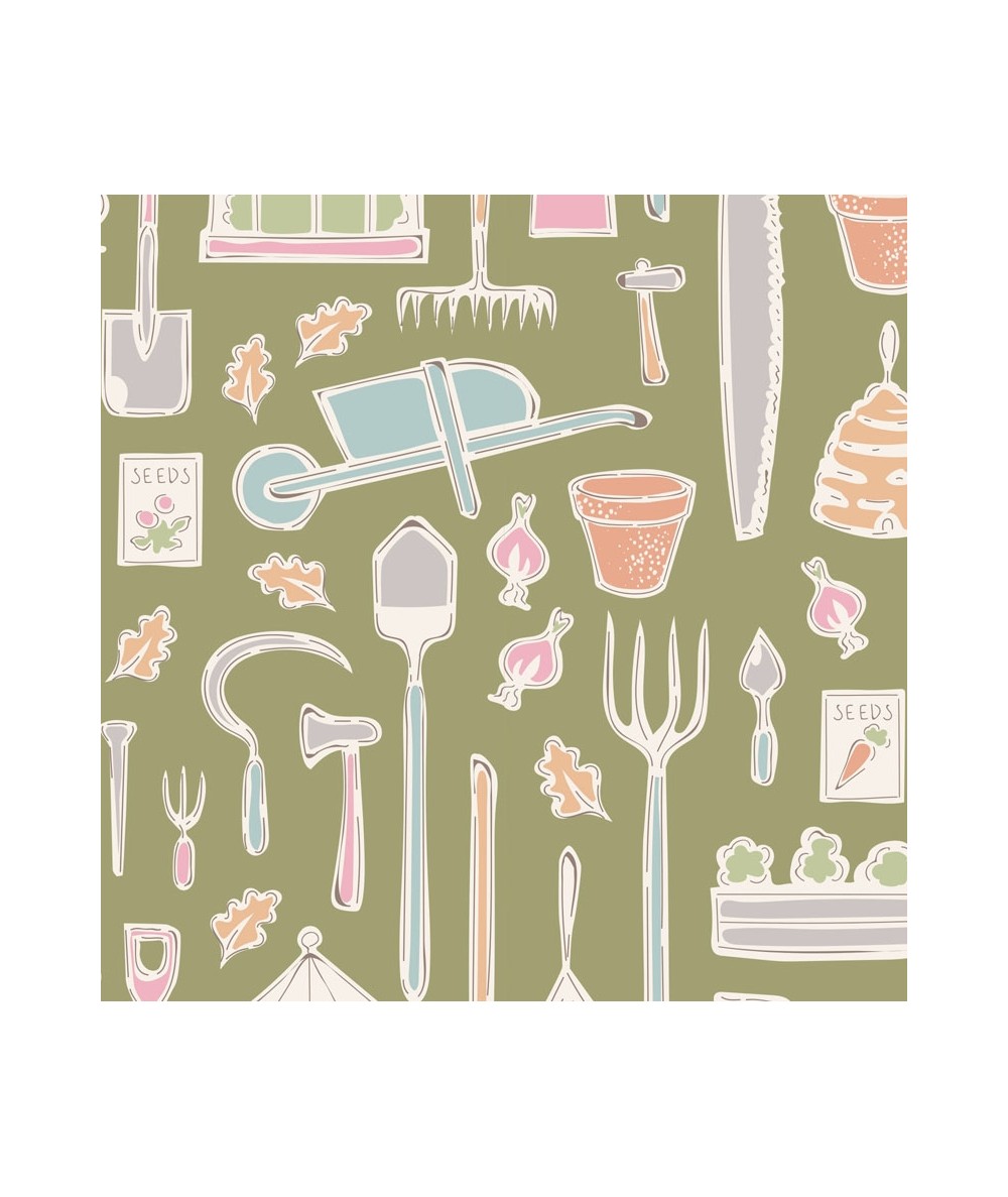 Tilda Tiny Farm Tools Green, Tessuto Verde Attrezzi della Fattoria Tilda Fabrics - 1 Tilda Tiny Farm Tools Green, Tessuto Verde Attrezzi della Fattoria Tilda Fabrics - 1
