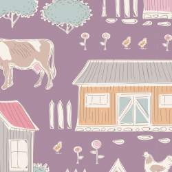 Tilda Tiny Farm Mauve, Tessuto Viola Malva Piccola Fattoria Tilda Fabrics - 1