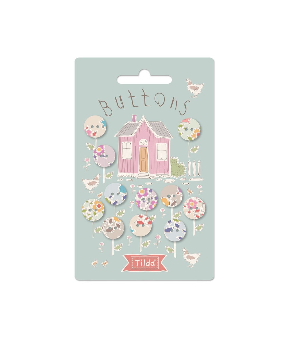 Tilda Tiny Farm, 9 Bottoni Ricoperti in Tessuto da 12 mm Tilda Fabrics - 1