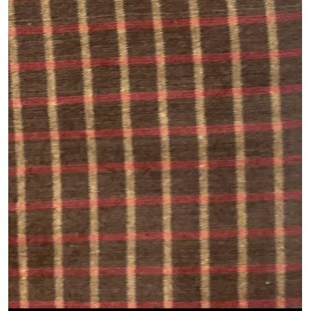 Tessuto Giapponese Tinto in Filo, fondo Marrone con Quadrettatura Gialla e Rossa Stim Italia srl - 1