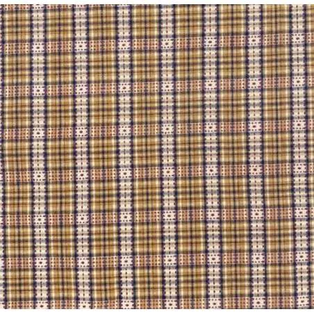 Tessuto Giapponese Tinto in Filo, fondo Bruciato Rosato con Quadrettatura Nera e Rosso Stim Italia srl - 1