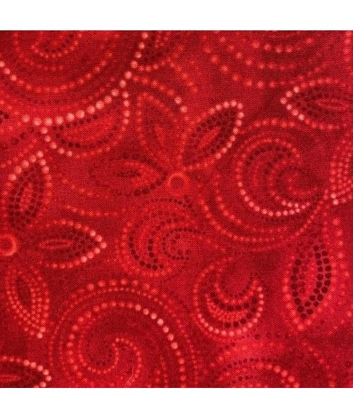 Benartex, Tessuto Stampato Fondo Rosso con Disegni puntinati