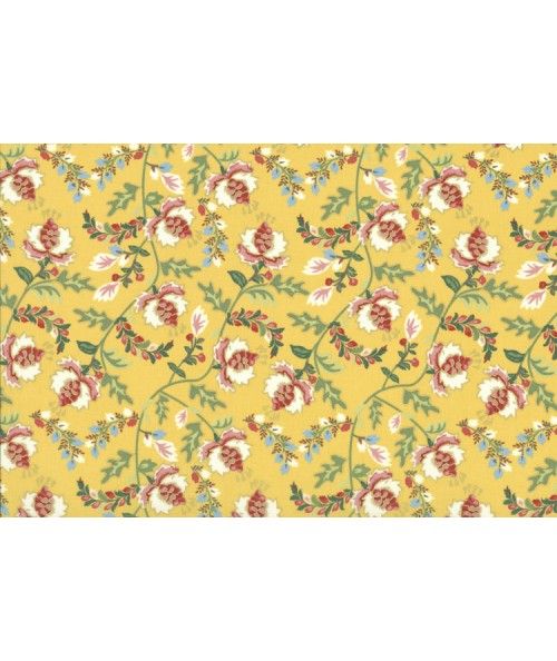 Lecien Madame Fleur by Jera Brandvig, tessuto giallo con fiori e foglie Lecien Corporation - 1