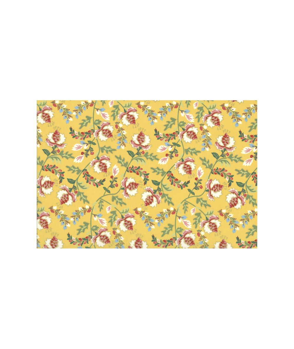 Lecien Madame Fleur by Jera Brandvig, tessuto giallo con fiori e foglie Lecien Corporation - 1