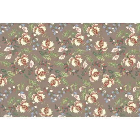 Lecien Madame Fleur by Jera Brandvig, tessuto tortora con fiori e foglie Lecien Corporation - 1