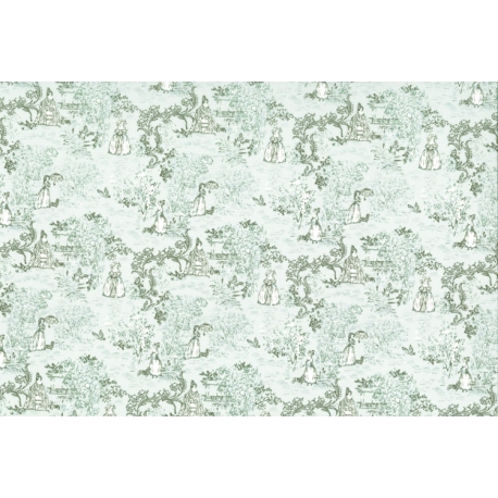 Lecien Madame Fleur by Jera Brandvig, tessuto verde acqua toile de jouy Lecien Corporation - 1