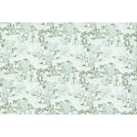 Lecien Madame Fleur by Jera Brandvig, tessuto verde acqua toile de jouy Lecien Corporation - 1
