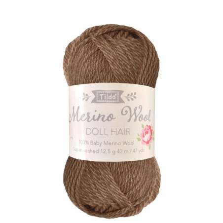 Tilda Capelli per Bambole in Baby Lana Merino, Marrone 12,5 g
