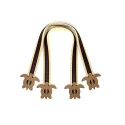 Manici per borse in Tela e Eco Pelle con Tartaruga - 40 cm, 2 Manici da Cucire