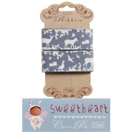 Tilda ribbon, Nastro 30 mm Forest Blue Sweetheart Tilda Fabrics - 1