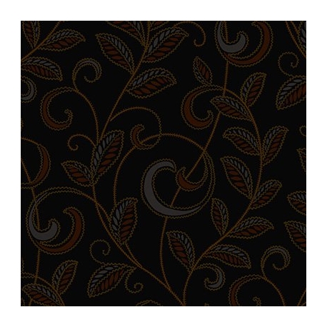 Tessuto nero con grandi rami e foglie - Henry Glass Down to Earth by The Buggy Barn Henry Glass - 1