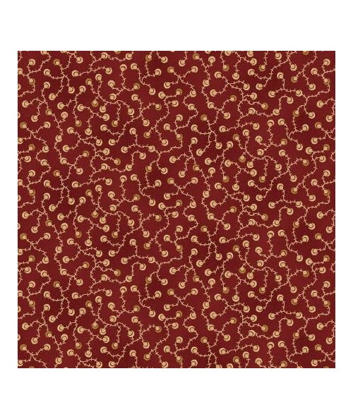 Henry Glass Idaho Prairie Star by Kim Diehl Collection, Tessuto Rosso Scuro con Rami di Vite