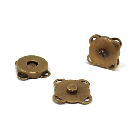 Bottoni per borse Magnetico in Metallo Oro Antico - 14 mm, 2 Bottoni da Cucire
