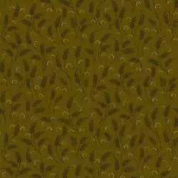 Henry Glass October Morning by Kim Diehl, Tessuto Verde con Foglie