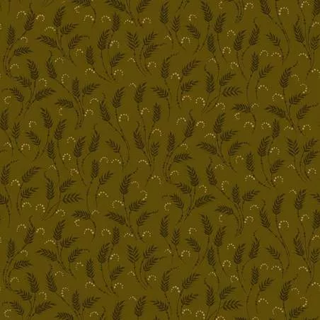 Henry Glass October Morning by Kim Diehl, Tessuto Verde con Foglie