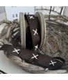 Nastro Color Marrone con Decoro Croce Bianca Altezza 15 mm