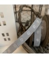 Nastro Originale Fatto a Telaio Colore Grigio con Fiore Bianco Altezza 10 mm