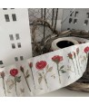 Nastro Originale Fatto a Telaio Colore Bianco con Fiori Rossi Altezza 50 mm