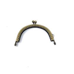 Chiusura Clutch Curva per pochette, in bronzo con pallini - 8 cm