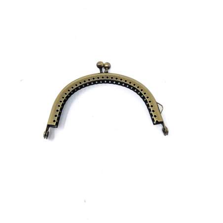 Chiusura Clutch Curva per pochette, in bronzo con pallini - 8 cm