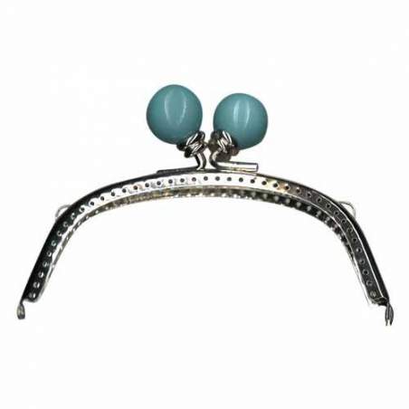Chiusura Clutch Curva per borse, in metallo con Perle Azzurre - 13 cm Stim Italia srl - 1
