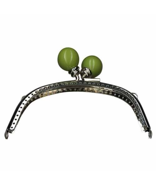 Chiusura Clutch Curva per borse, in metallo con Perle Verde - 13 cm