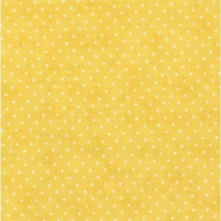Moda Fabrics Essential Dots, Tessuto Fondo Giallo con Pois Bianchi