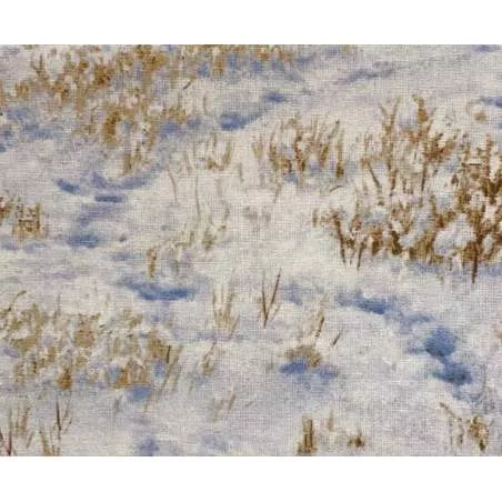South Sea Import Winter Enchantment by Claire Goldrick, Tessuto Bianco con Paesaggio Invernale
