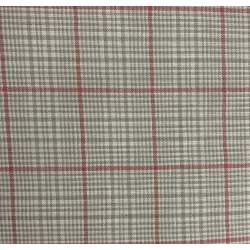 Moda Fabrics, Tessuto Fondo Grigio con Quadrettatura Rossa