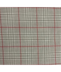 Moda Fabrics, Tessuto Fondo Grigio con Quadrettatura Rossa Moda Fabrics - 1