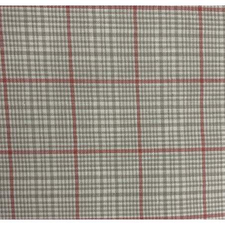 Moda Fabrics, Tessuto Fondo Grigio con Quadrettatura Rossa
