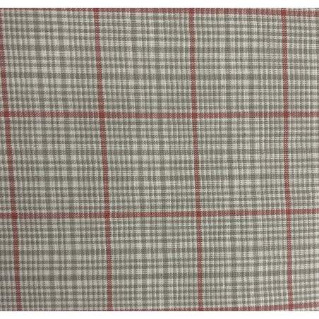 Moda Fabrics, Tessuto Fondo Grigio con Quadrettatura Rossa Moda Fabrics - 1