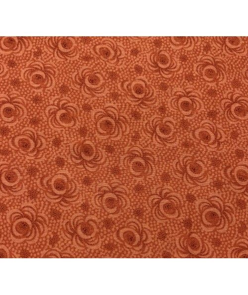 David Textiles Abstract Floral by Compose, Tessuto Arancione con Fiori Tono su Tono