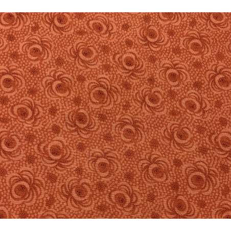 David Textiles Abstract Floral by Compose, Tessuto Arancione con Fiori Tono su Tono