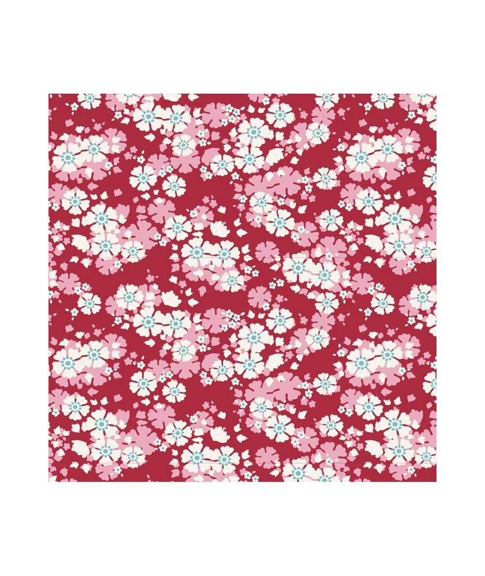 Tilda Woodland Aster, Tessuto Carminio con piccole Margherite Tilda Fabrics - 1