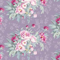 Tilda Woodland Hazel, Tessuto Lavanda con grandi Rose