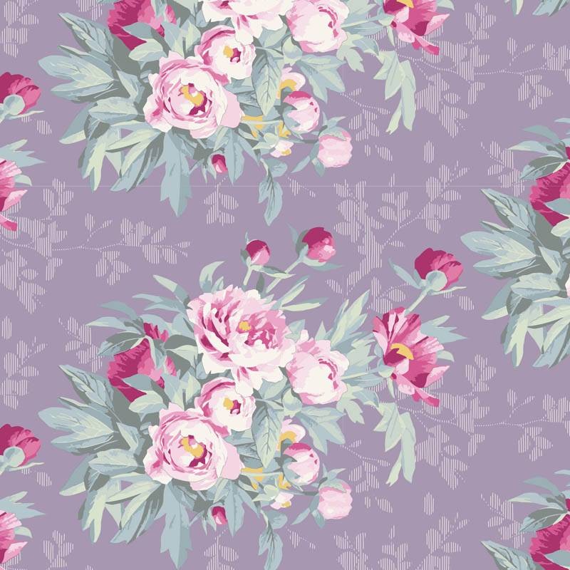 Tilda Woodland Hazel, Tessuto Lavanda con grandi Rose Tilda Fabrics - 1