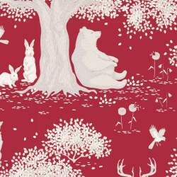 Tilda Woodland, Tessuto Carminio con Animali del Bosco Tilda Fabrics - 1