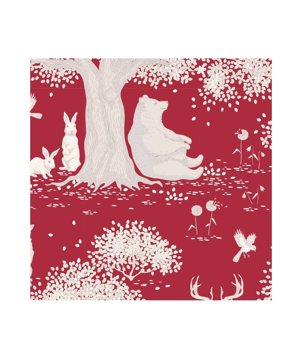 Tilda Woodland, Tessuto Carminio con Animali del Bosco Tilda Fabrics - 1