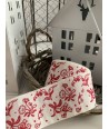 Nastro Natalizio Colore Bianco con Fiori Rossi Altezza 40 mm
